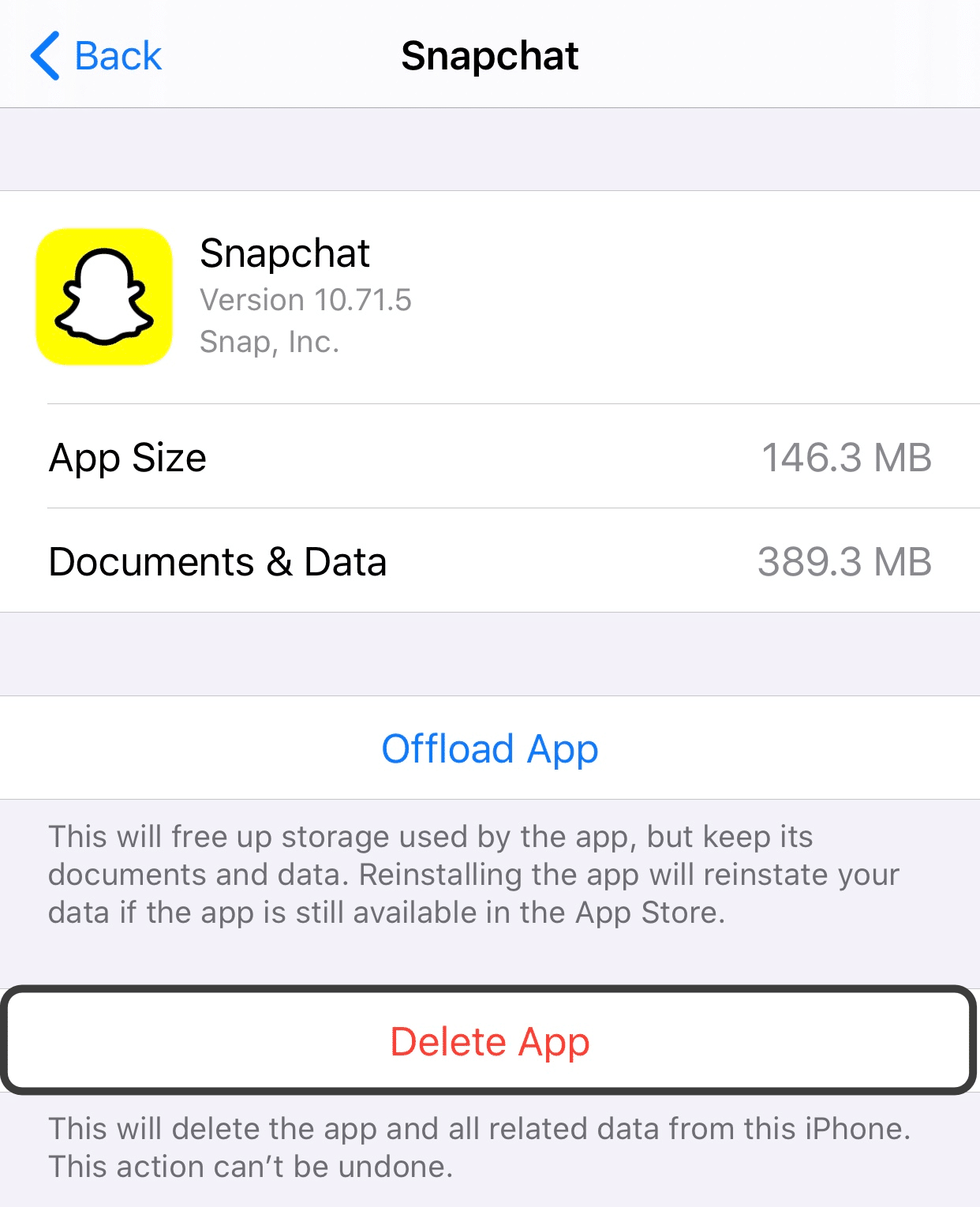 reinstall Snapchat app to clear snapchat cache