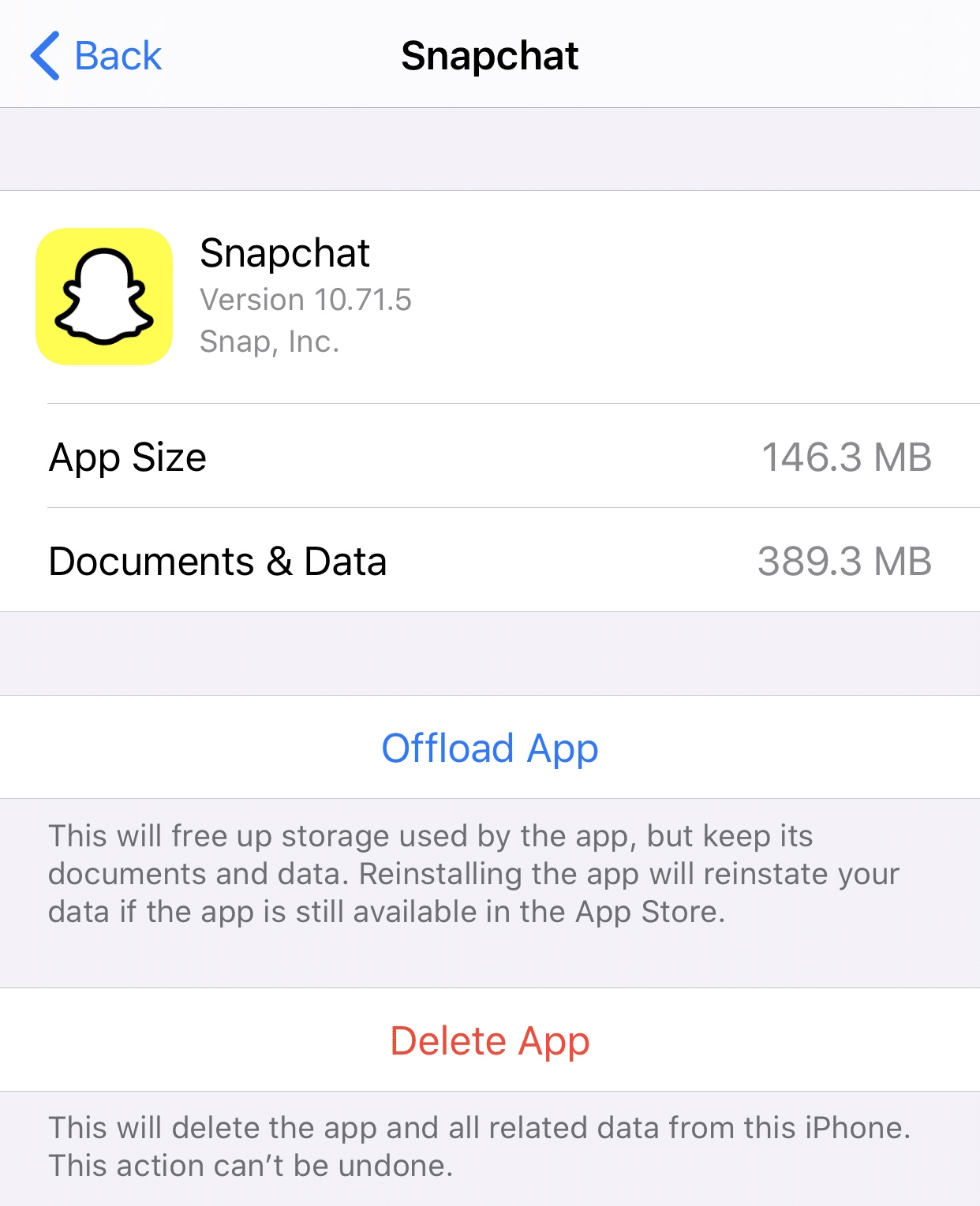 check Snapchat Storage size on iPhone/ IOS device through settings