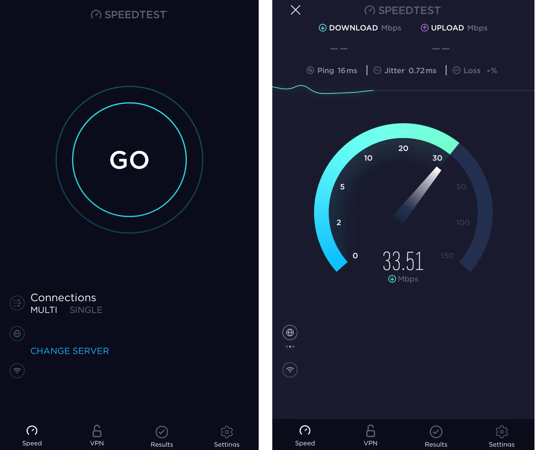 Check your internet speed using the Speedtest by Ookla app