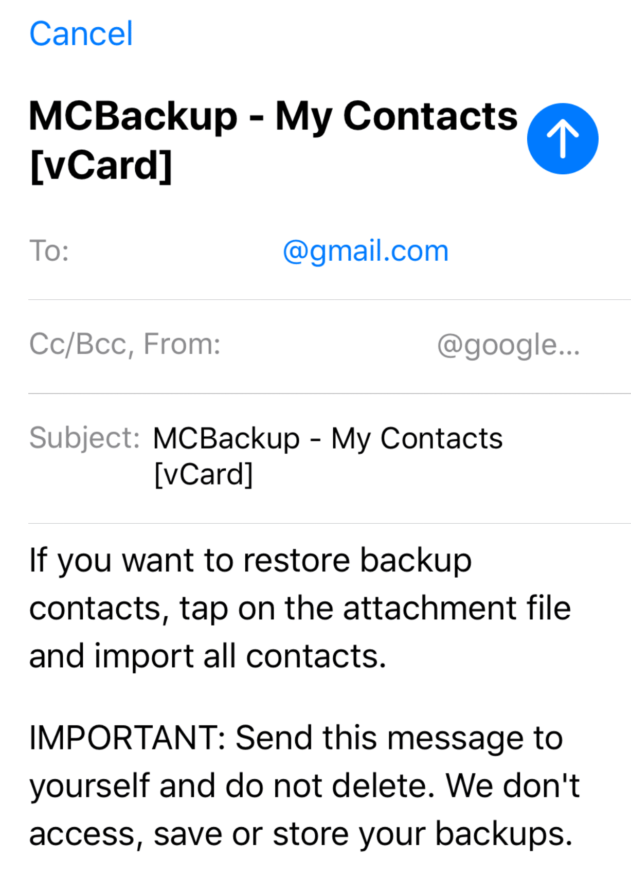 Backup iPhone Contacts with My Contacts Backup