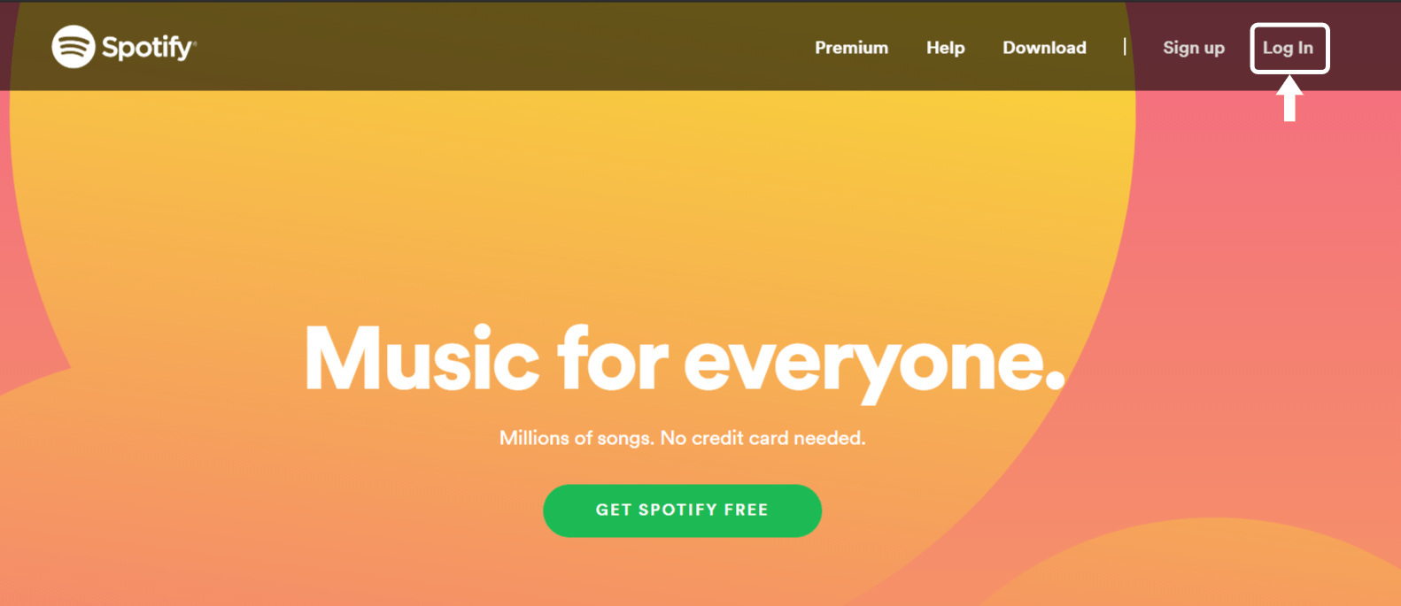 Spotify homepage.