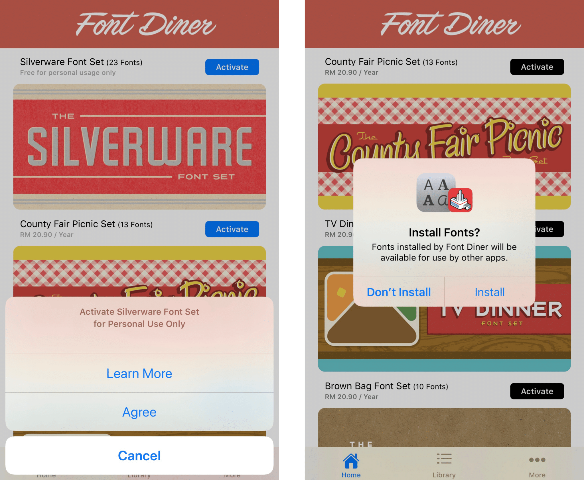 Installing or adding Custom Fonts with Font Diner on IOS 13