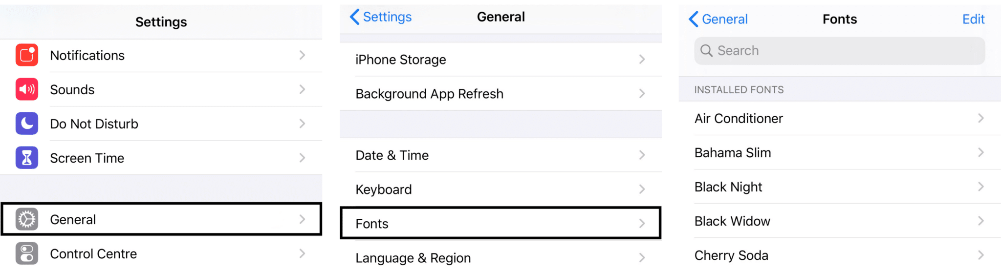 View fonts on IOS 13