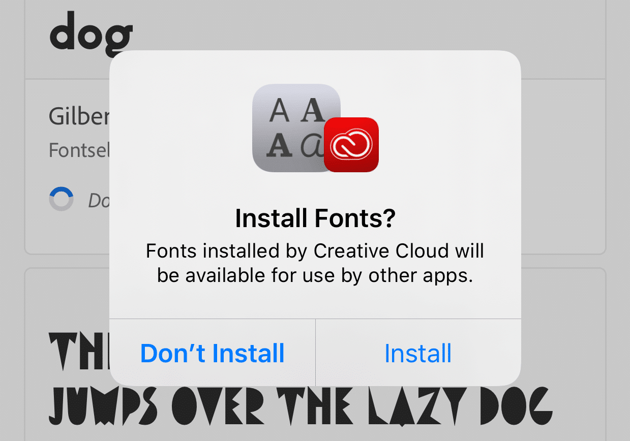 Installing or adding Custom Fonts on IOS 13 with Adobe Creative Cloud App