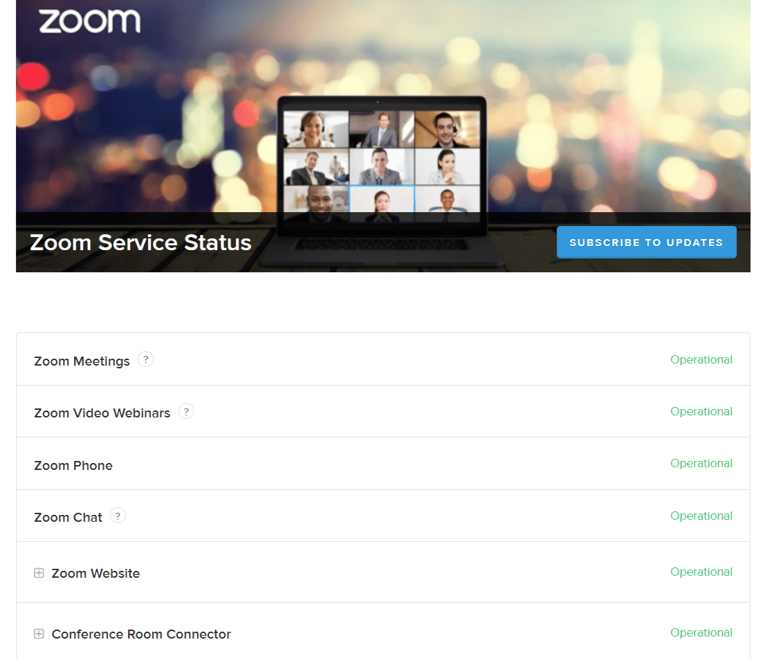 Check Zoom server status