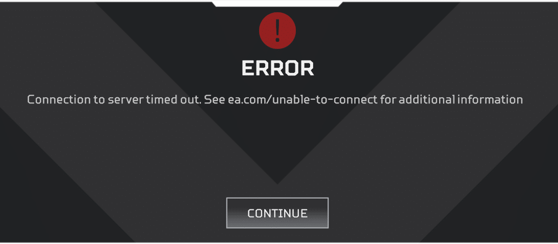 fix connection to EA server timed out error