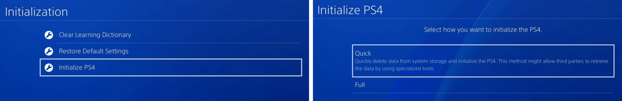 Factory reset PS4 settings to fix EA unable to connect
