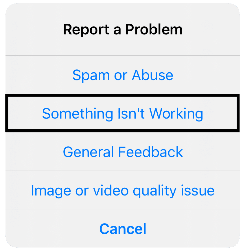 report a problem to instagram to help center to fix instagram not sharing to facebook