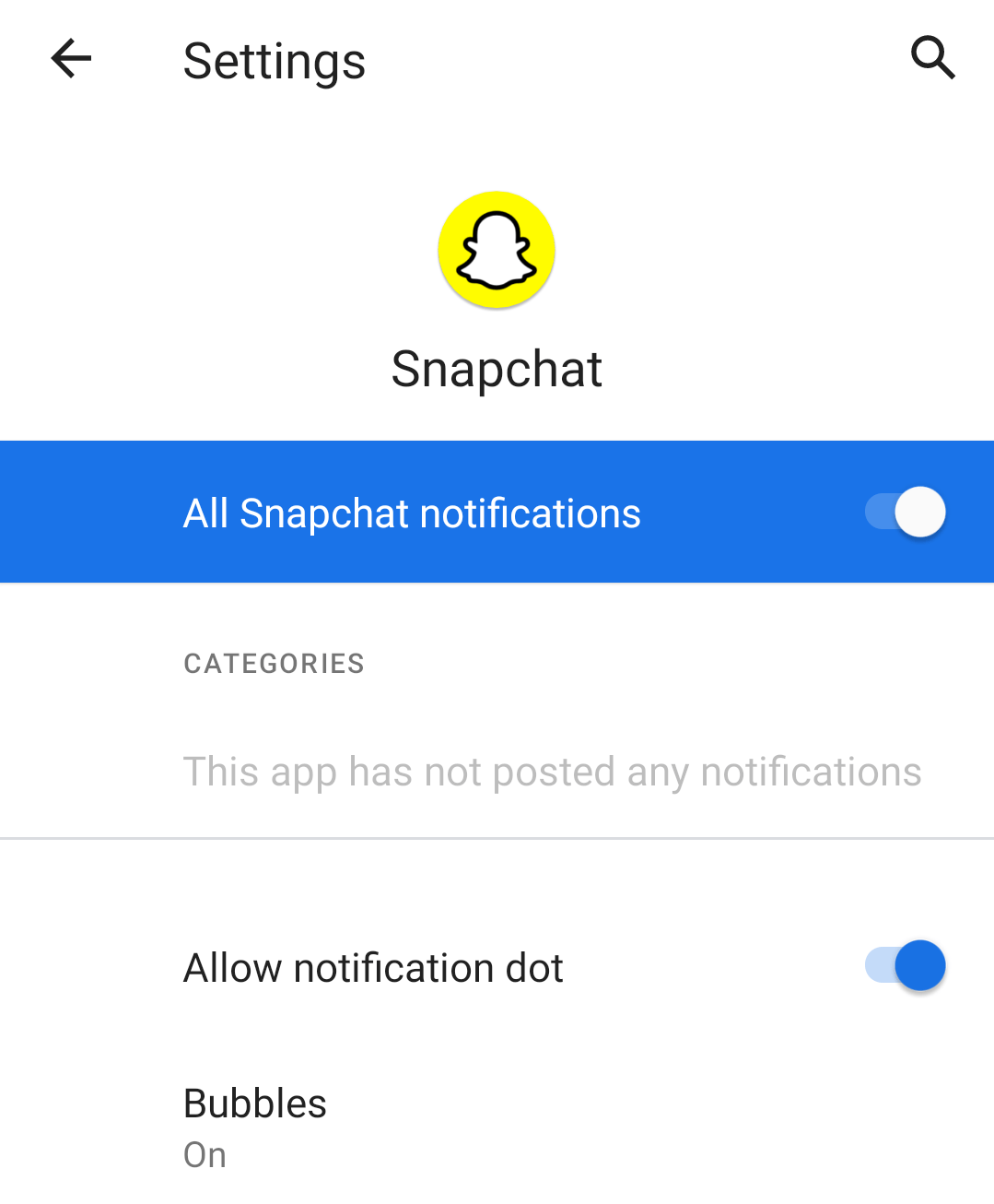 turn on notification settings on Android to fix snapchat notifications not working