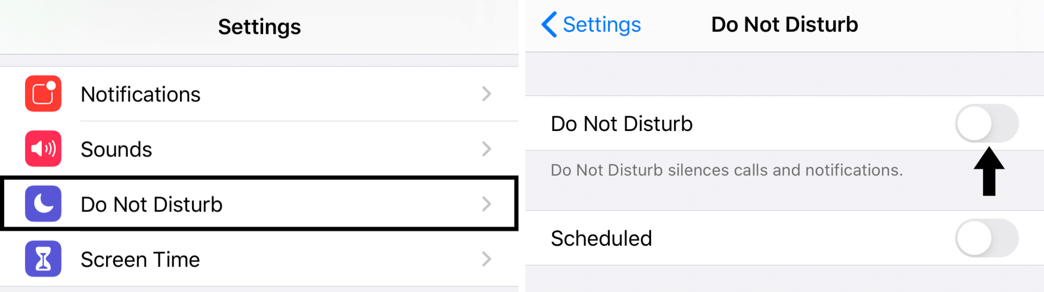 Turning off Do Not Disturb mode on iPhone or IOS to fix snapchat notifications not working