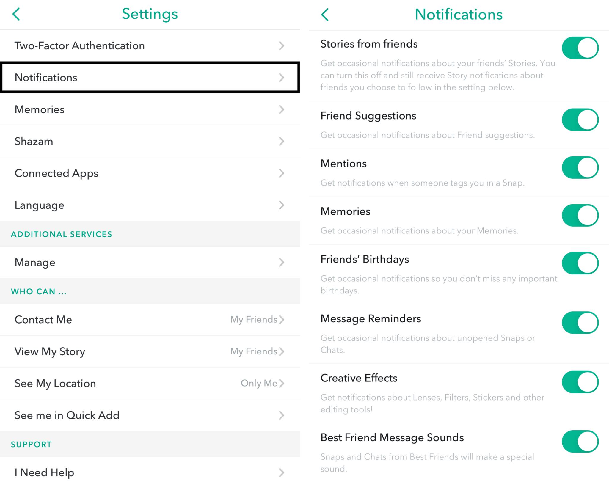 turn on notification settings in the snapchat app to fix snapchat notifications not working