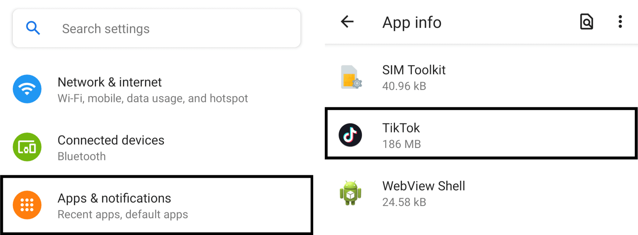 Clear TikTok app cache on Android to fix TikTok video not posting