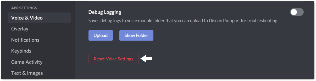 Reset Voice settings to fix Discord screen share audio not working