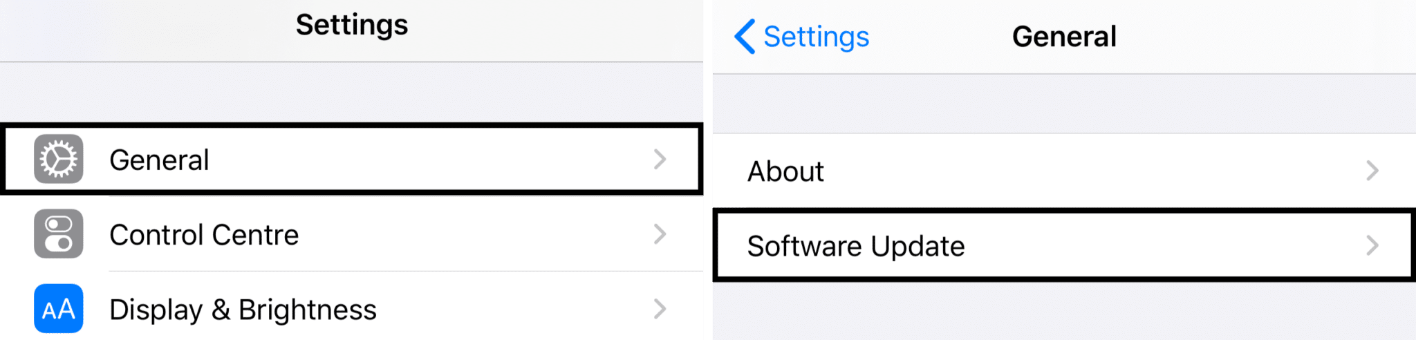 check for software updates on iOS to fix zoom screen sharing not working