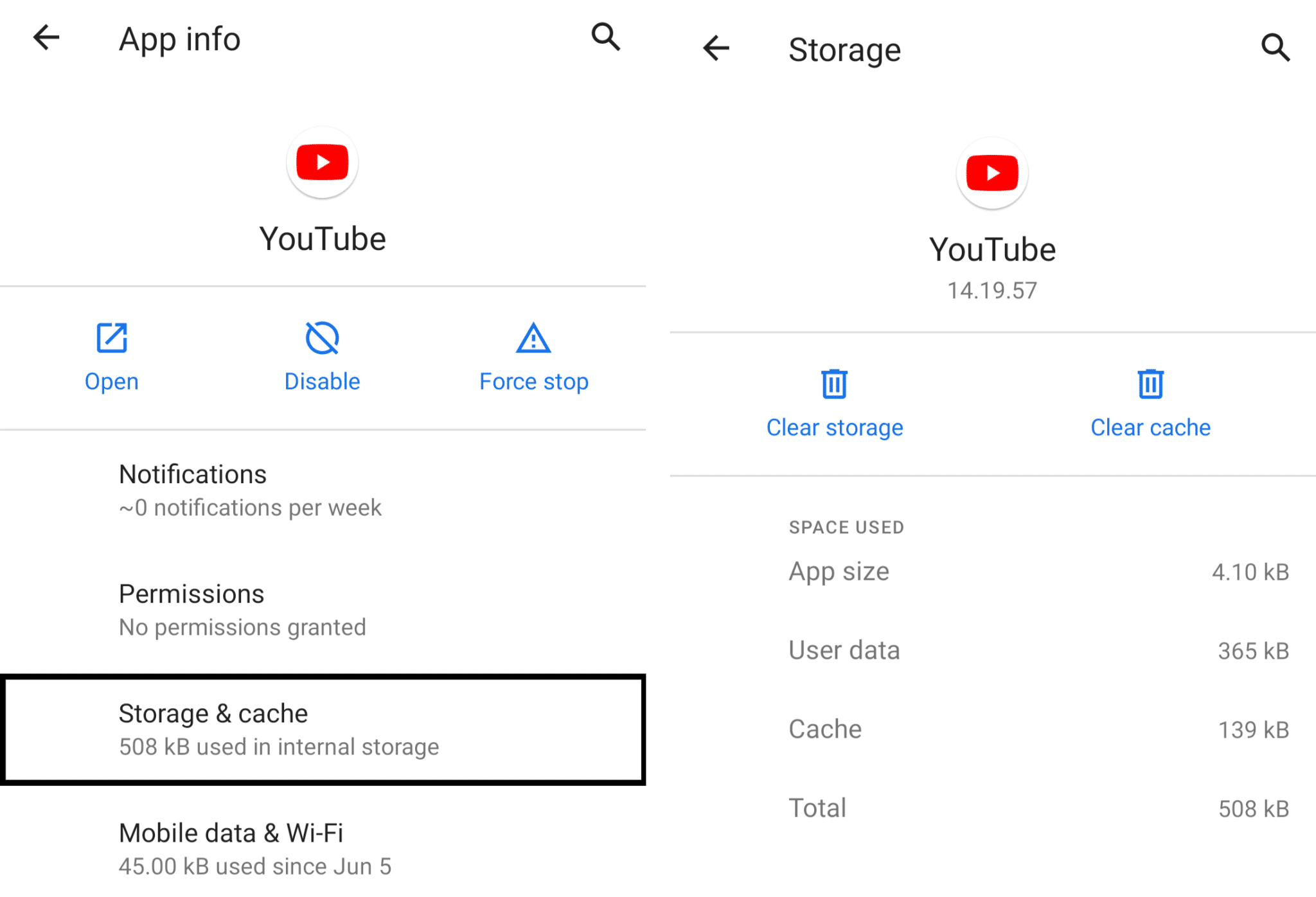 clear youtube app data on Android to fix YouTube comments not loading