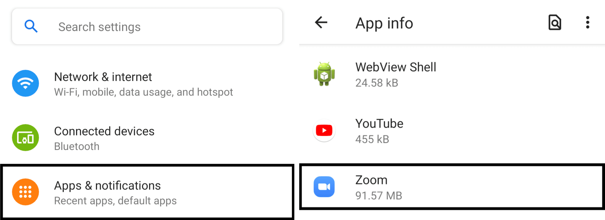 Allow permissions for Zoom on Android to fix zoom screen sharing not working