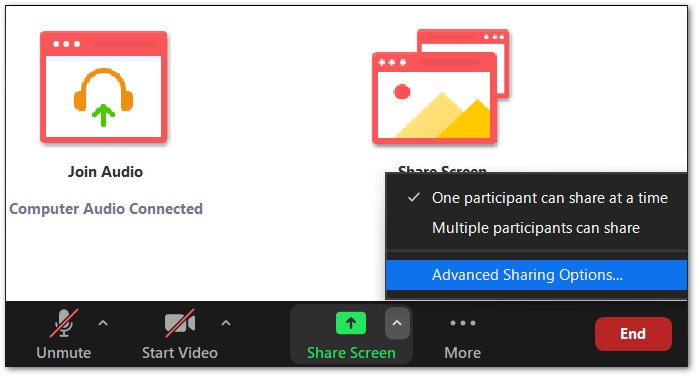 Enable participant screen sharing to fix zoom screen sharing not working