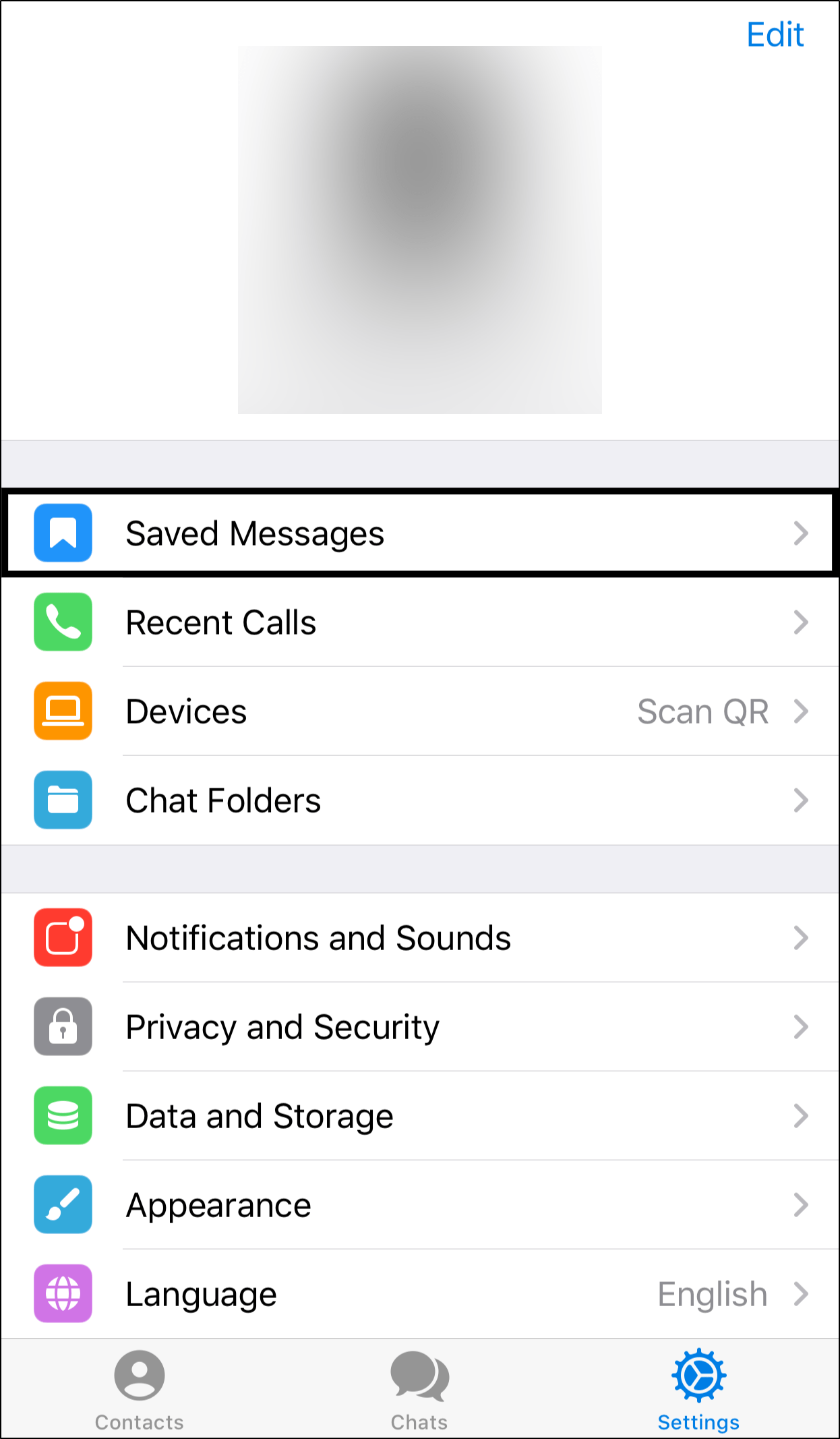 access saved messages to send messages to yourself on telegram on iPhone and iPad