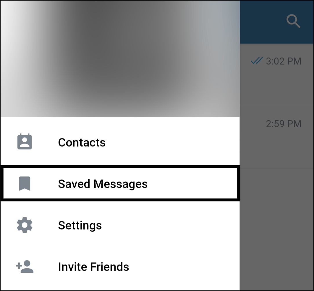access saved messages to send messages and files to yourself on telegram on Android