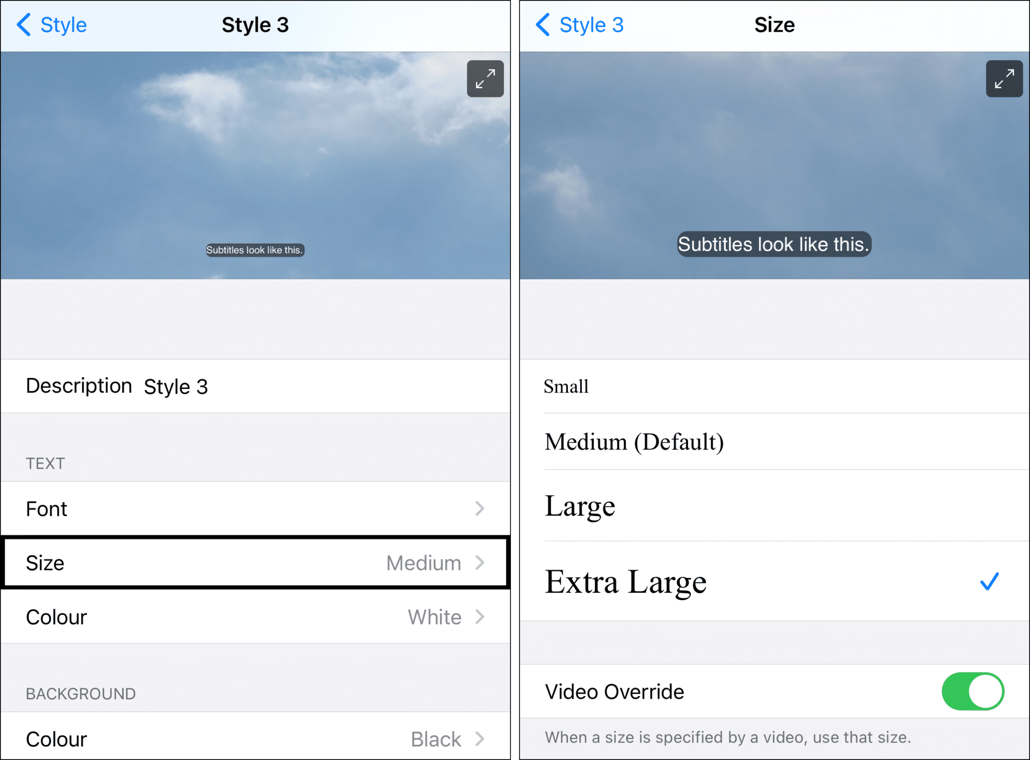 Changing the Size of Amazon Prime Video Subtitles on iPhone or iPad to fix subtitles too small