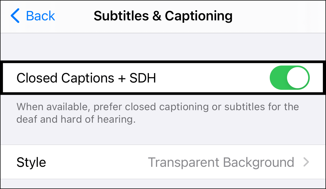 enable closed captioning on iPhone and iPad to fix subtitles missing