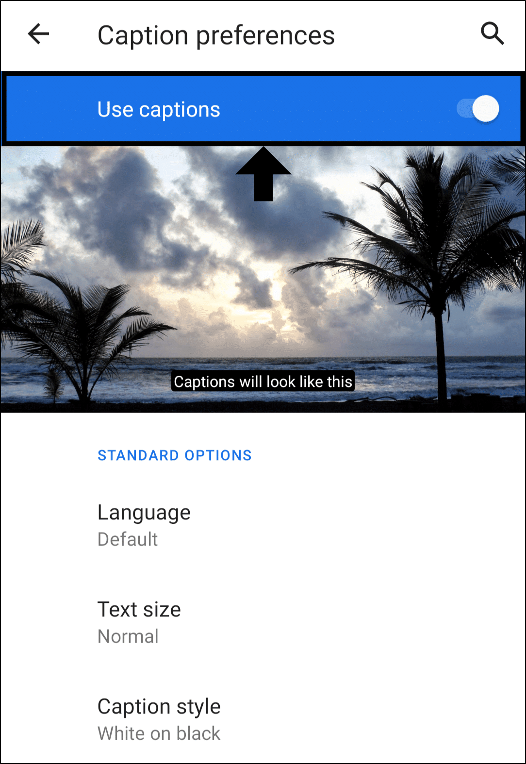 enable closed captioning on Android to fix subtitles missing