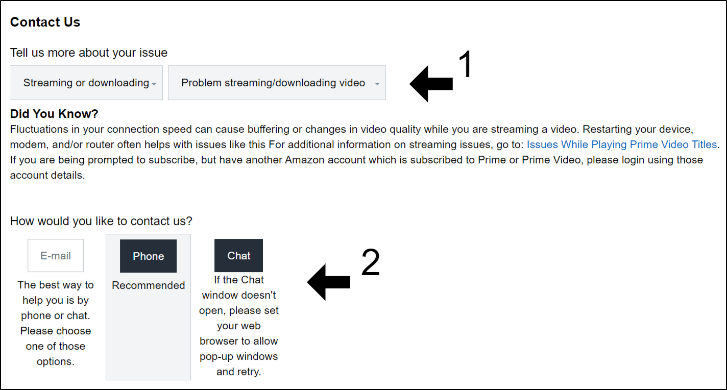 contact Amazon prime video help through web browser to fix subtitles not working