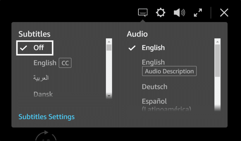turn subtitles off and on to fix amazon prime video subtitles not working