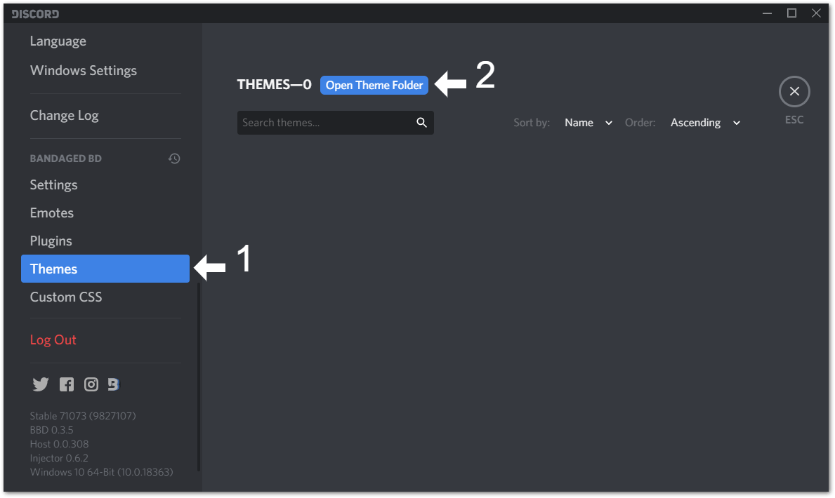temporarily remove custom themes and plugins to fix better discord not working