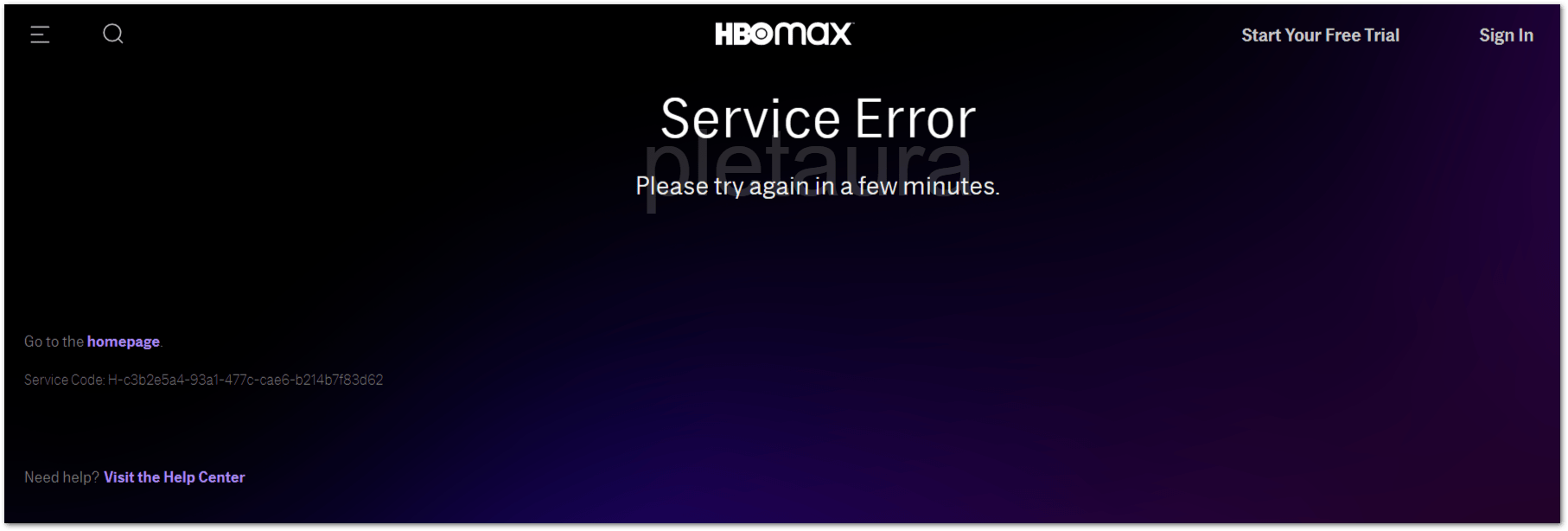 HBO Max Service Error