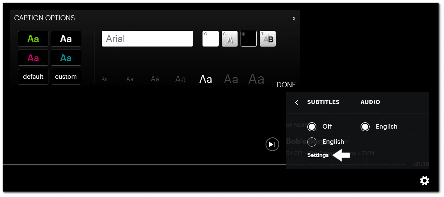 change the subtitles display settings to fix hulu subtitles not working