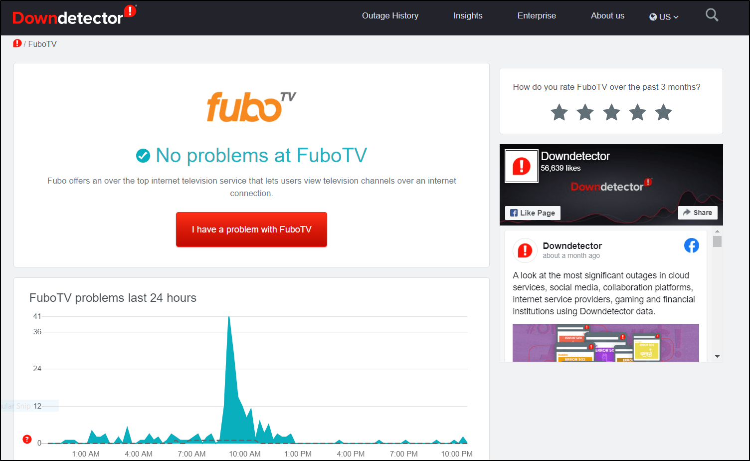 check the fubotv server status at downdetector