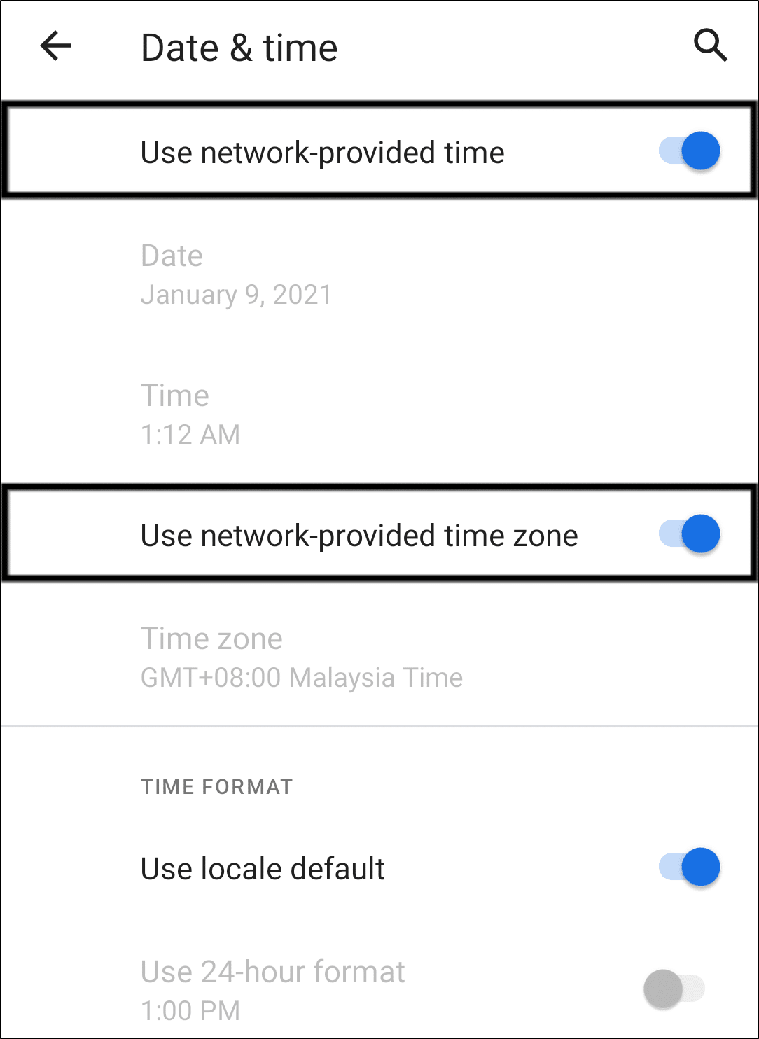 set date and time settings automatically on Android to fix whatsapp status "couldn't send" error