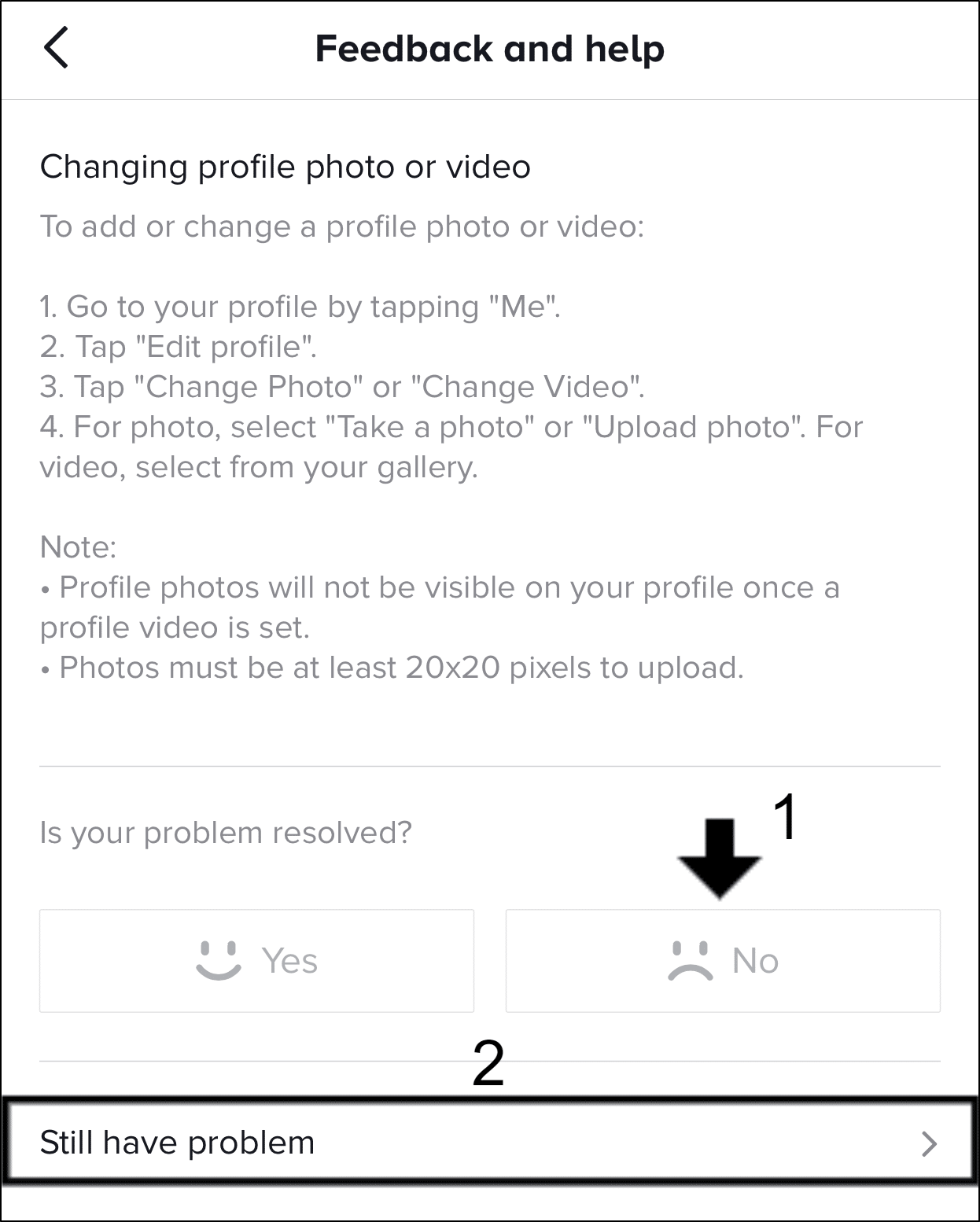 contact TikTok support to fix tiktok profile picture not changing or showing