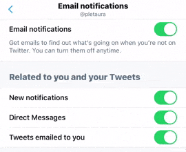 disable and enable the notification settings to fix twitter notifications not working