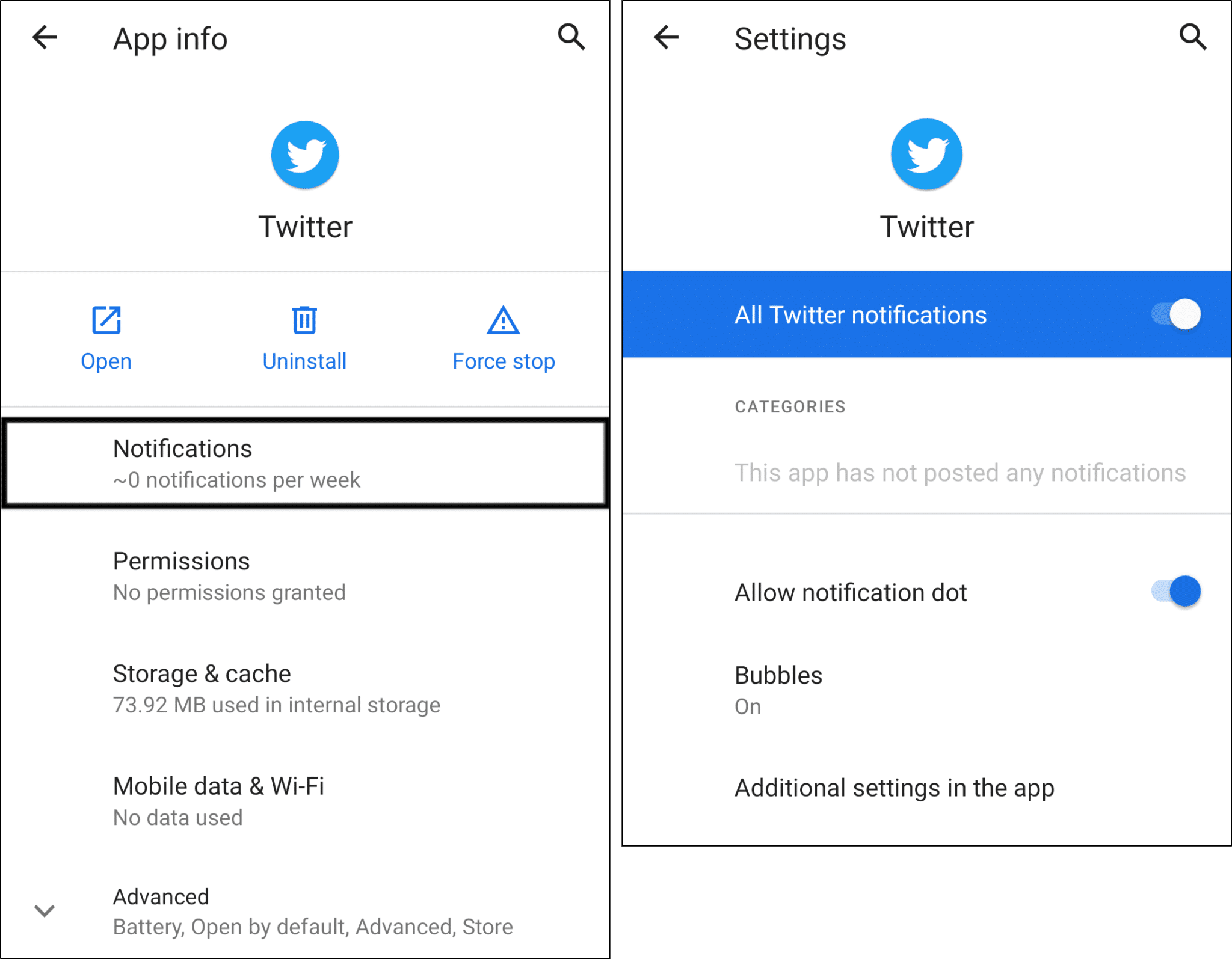 enable the notification settings in the system settings on Android to fix Twitter notifications not working