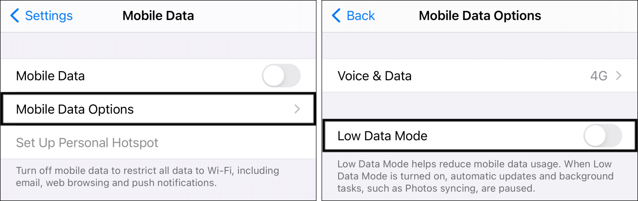 turn off low data mode on iPhone to fix TikTok comments not showing or posting