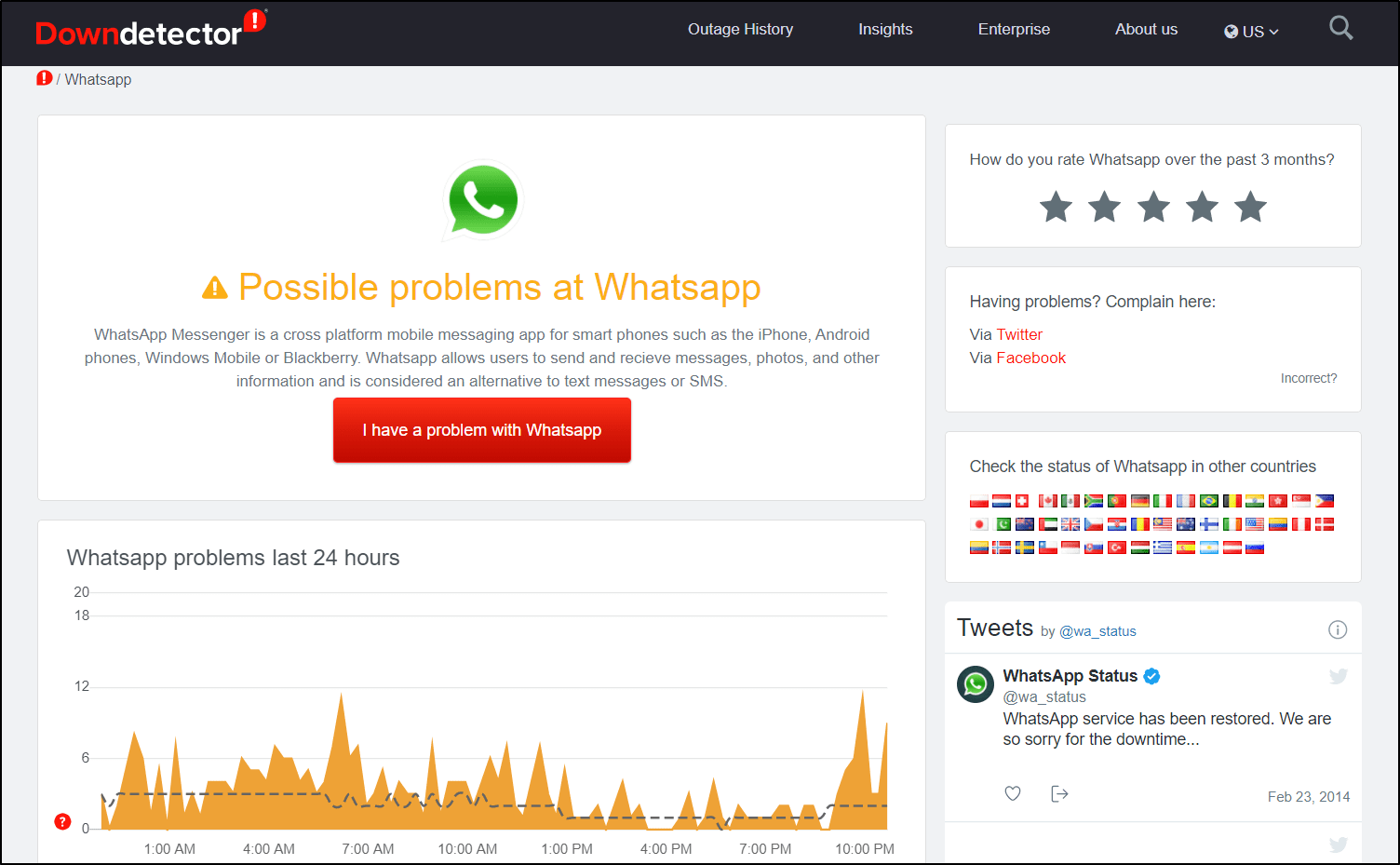 check whatsapp server status to fix status "couldn't send"