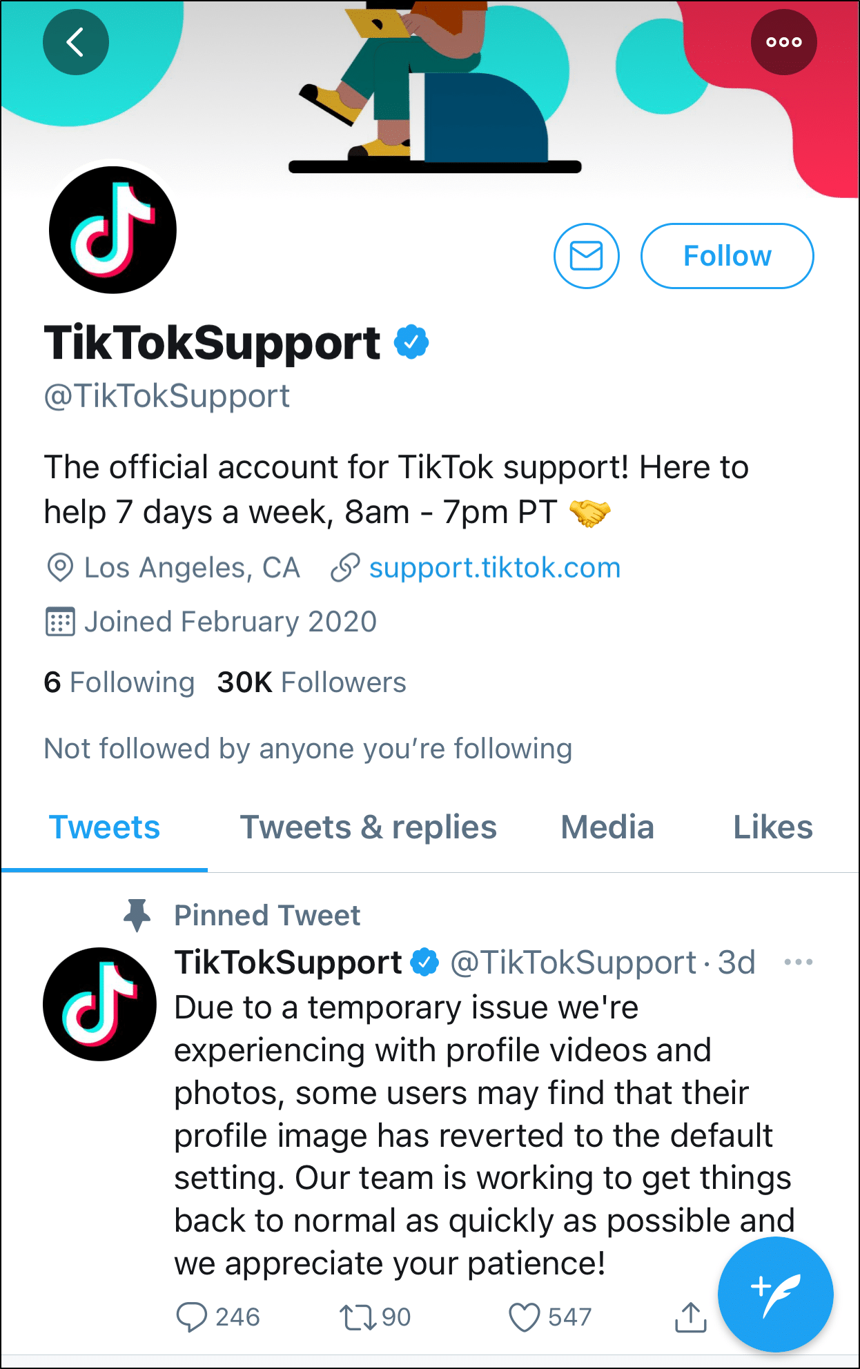 check tiktok server status on twitter to fix profile picture not changing or showing