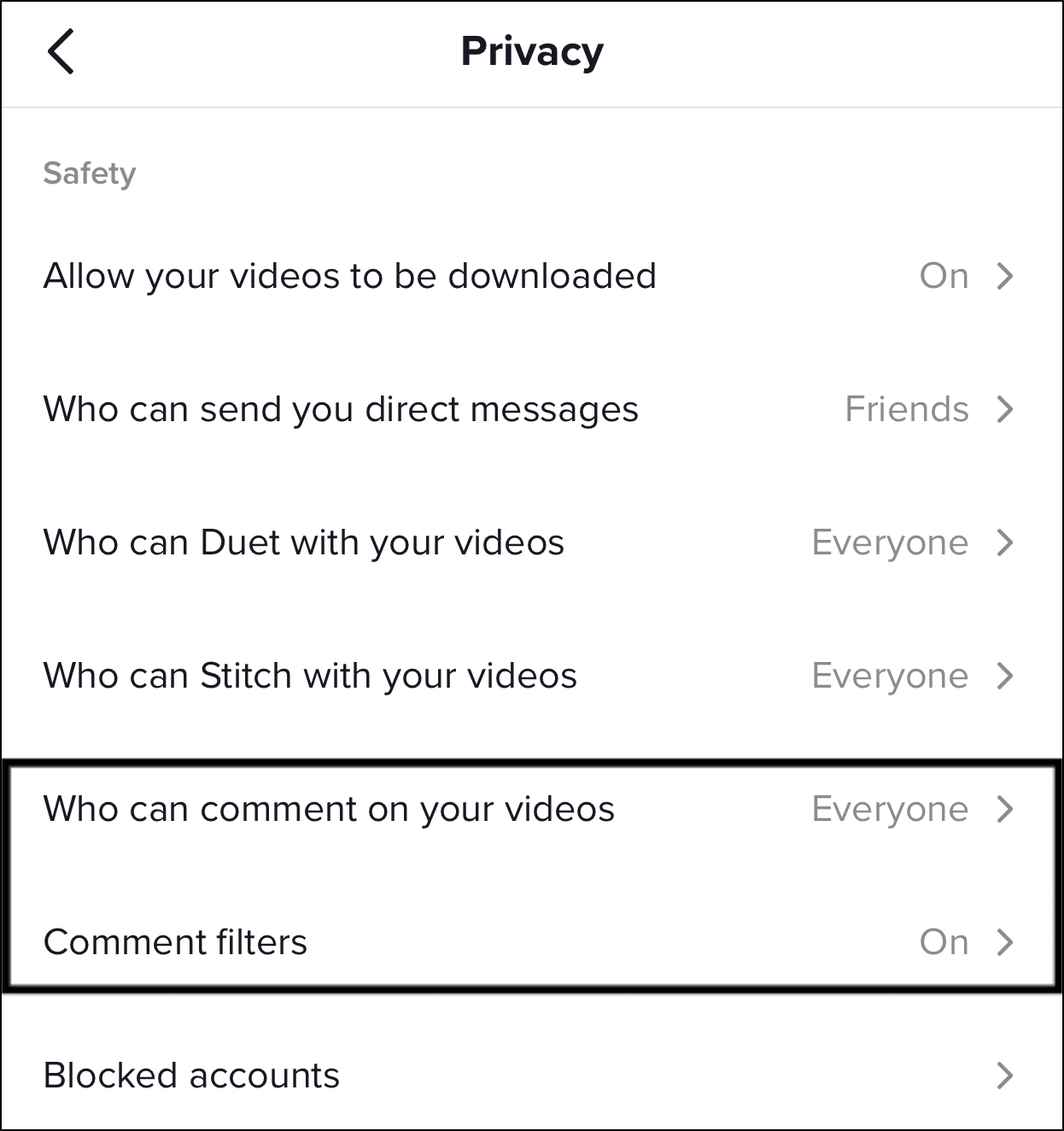 check the TikTok privacy settings for commenting to fix comments not showing or posting