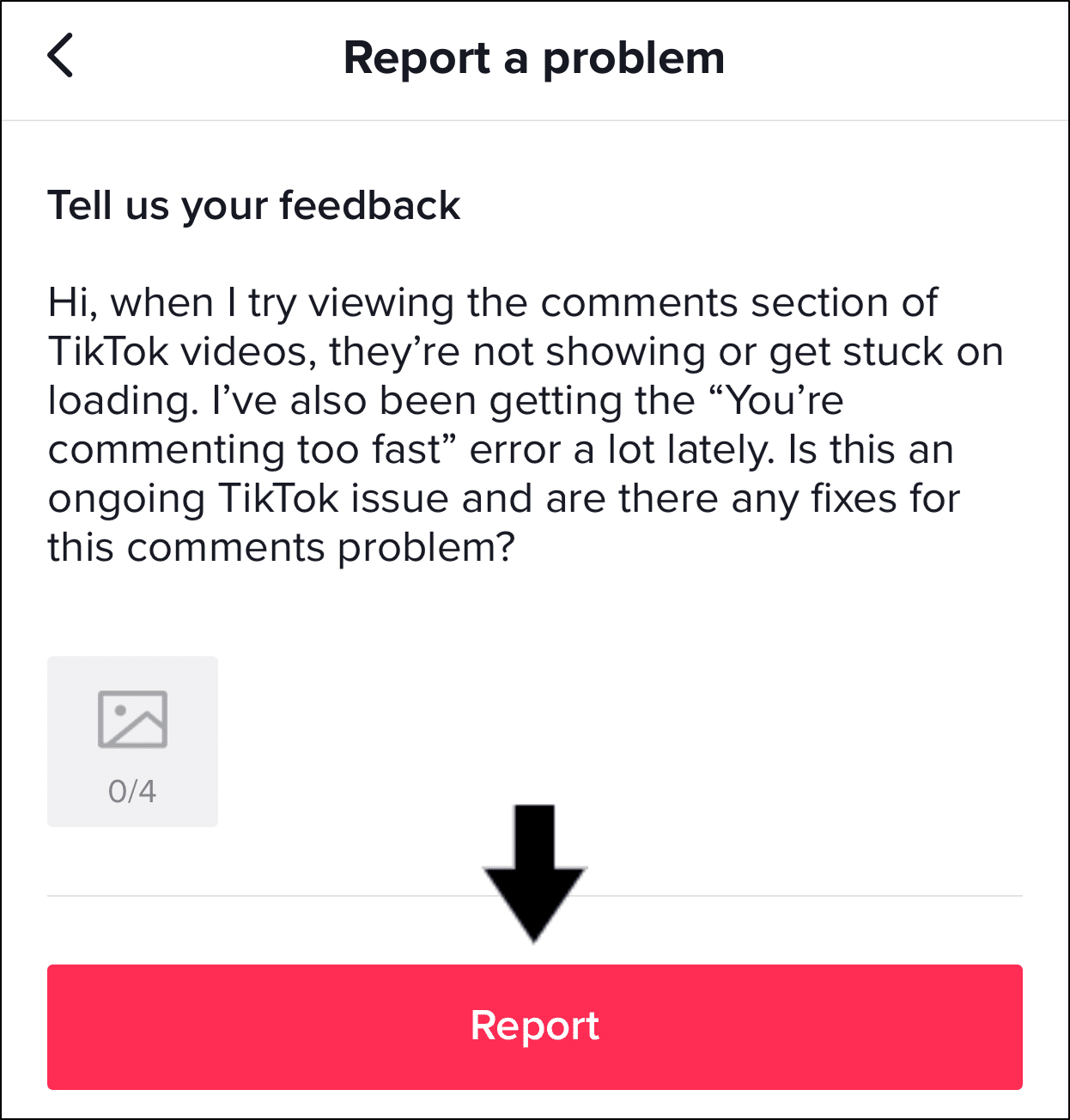 report the comments problem to tiktok support to fix tiktok comments not showing