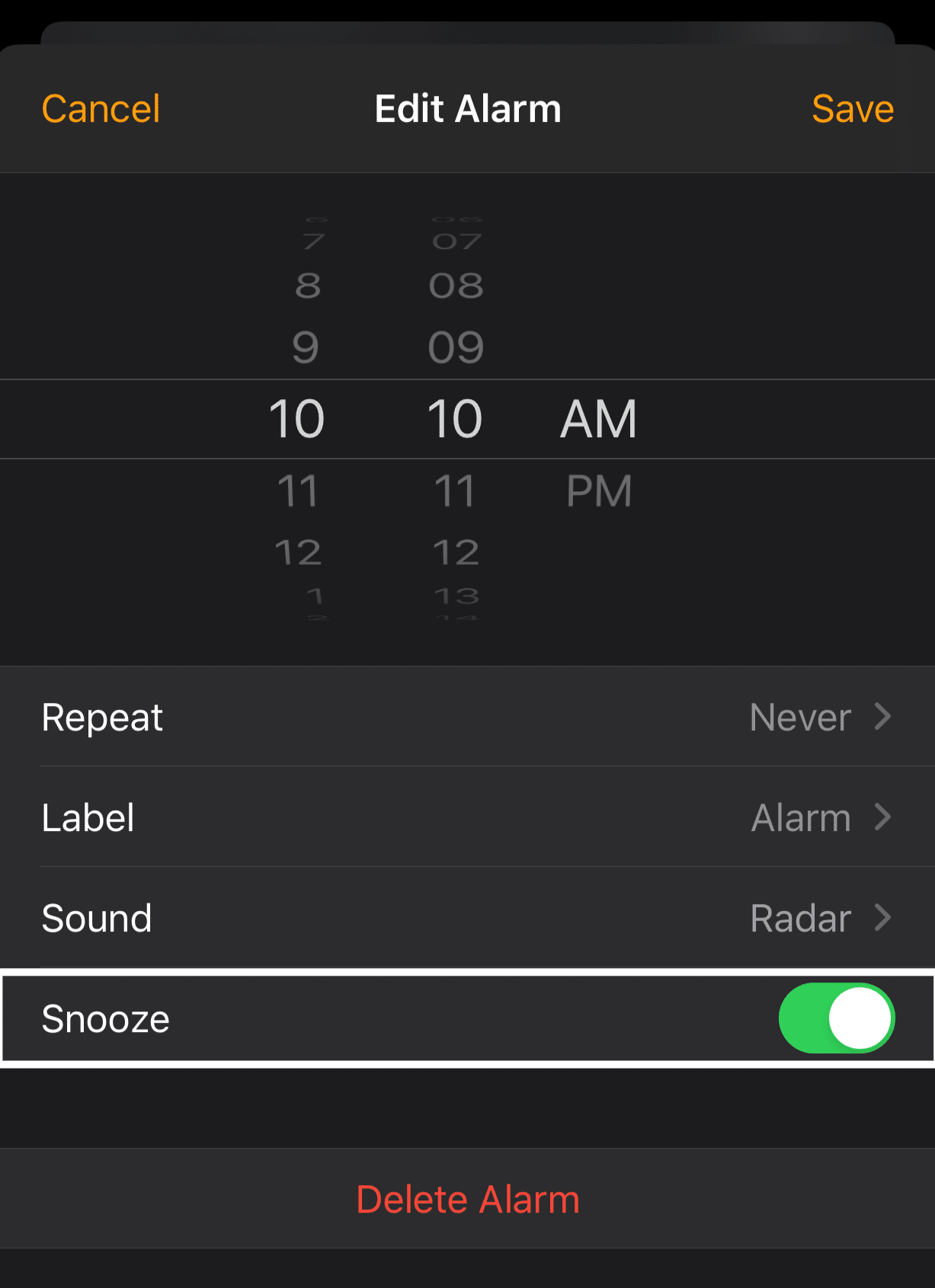 Snooze iPhone alarm to fix iphone alarm not going off