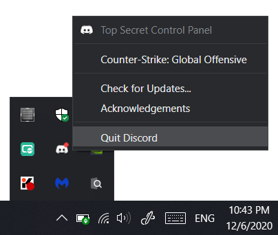completely close discord on windows to fix discord stuck on connecting