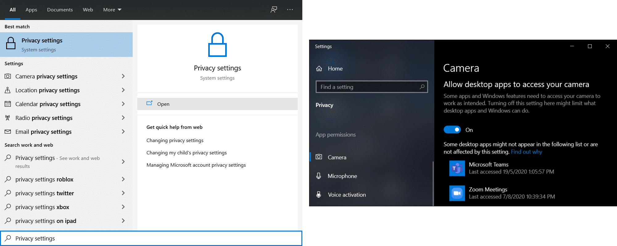 Allow permissions for Zoom on Windows to fix zoom share screen not working
