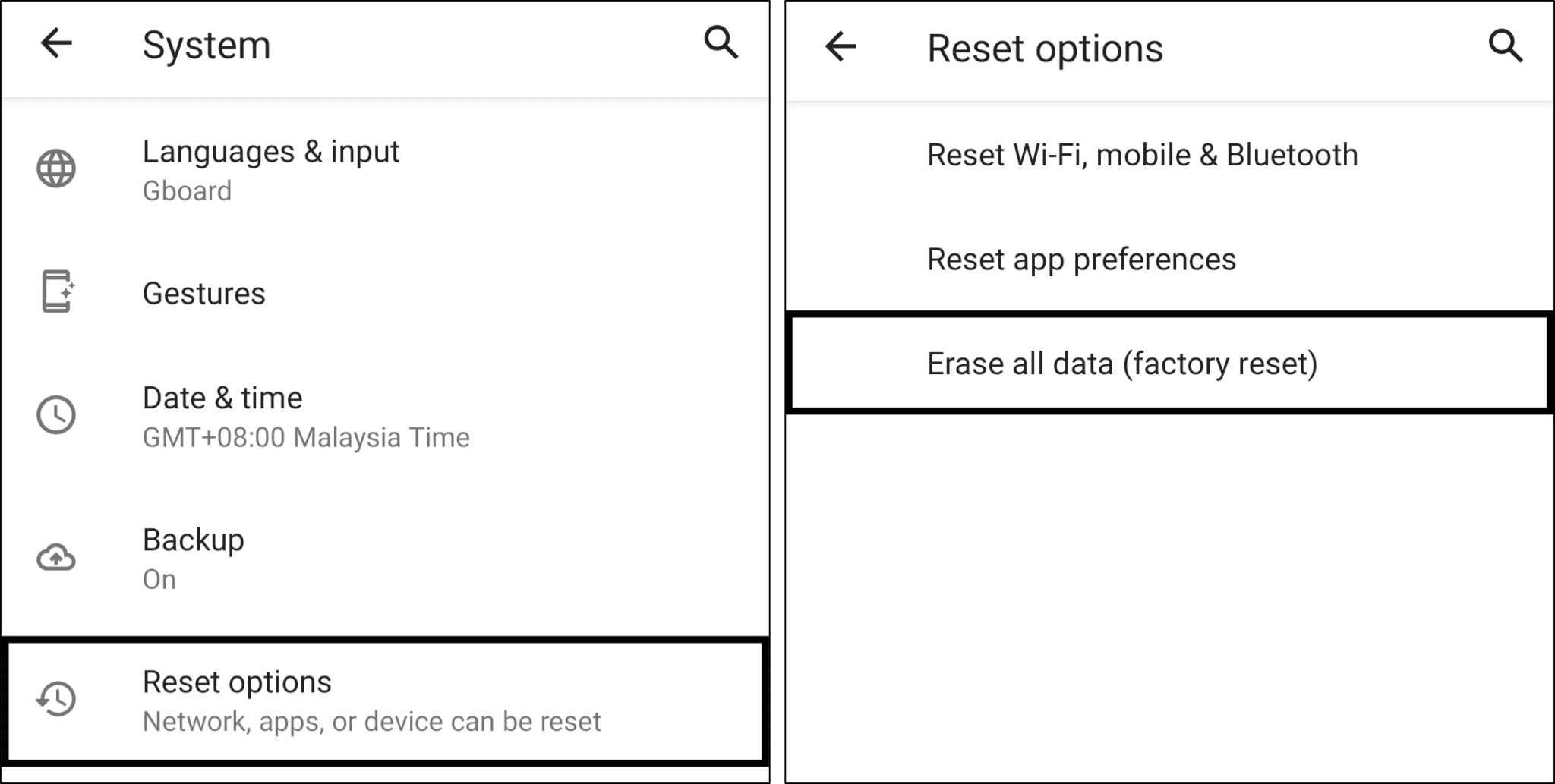 Reset Android to factory settings to fix Disney Plus (Disney+) no sound, audio issues, volume not working or playing