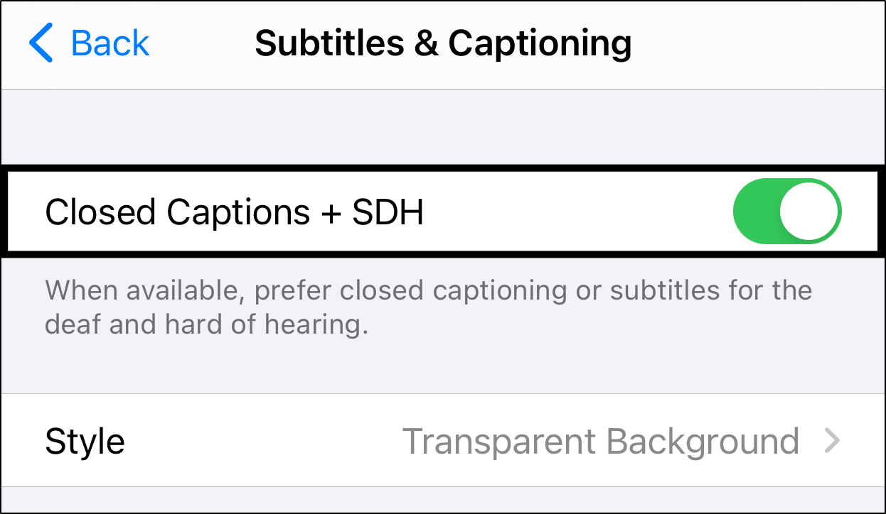 enable closed captioning on iPhone and iPad to fix Disney Plus subtitles or closed captions not working