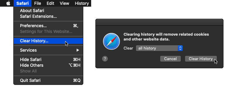 delete web browser data, cache and cookies on macOS to fix YouTube Shorts keep buffering or not showing, working, playing, or loading