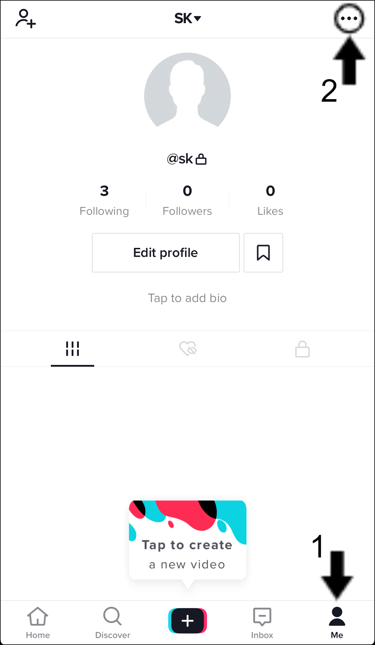 open settings menu in tiktok app