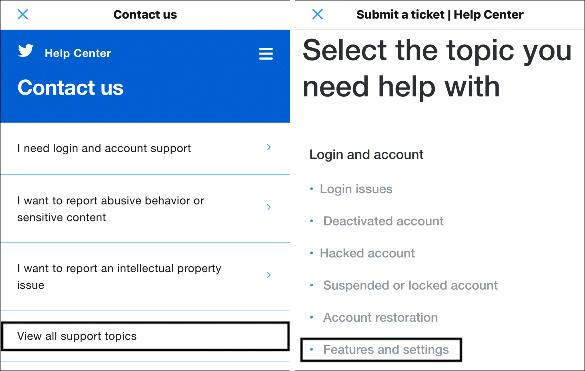report the issue at Twitter Help Center to fix X (Twitter) app scrolling lag problem or issue