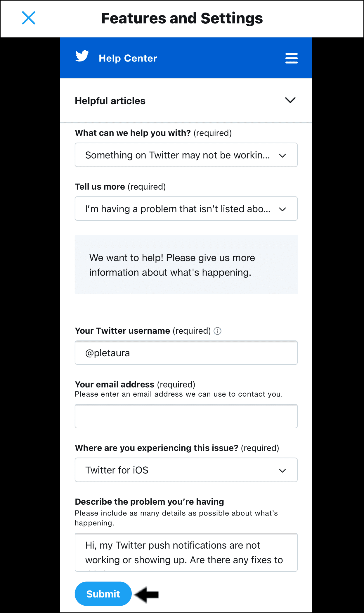 report the notifications issue at Twitter Help Center to fix Twitter direct messages (DM) not working, sending, or loading